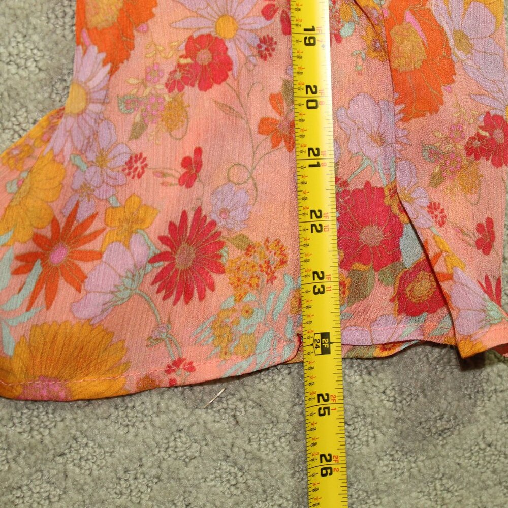 Wild Fable Women's XXL Sheer Peach Floral Cropped Top / Shrug - Picture 4 of 6